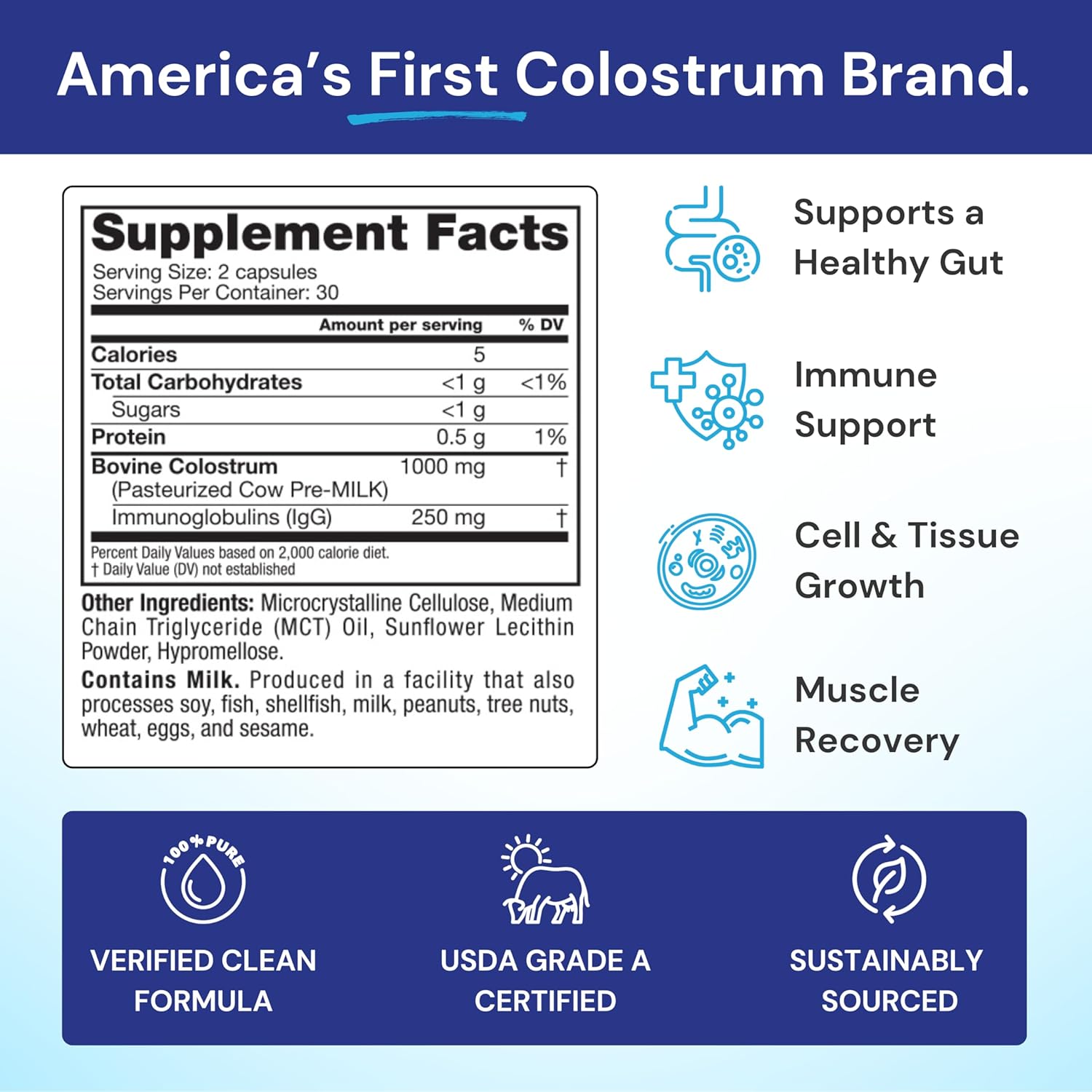 Symbiotics Colostrum Vegetable Capsules – Immune & Gut Support with Lactoferrin and Naturally Occurring IgG – 60 Vegetable Capsules – Natural Health Product