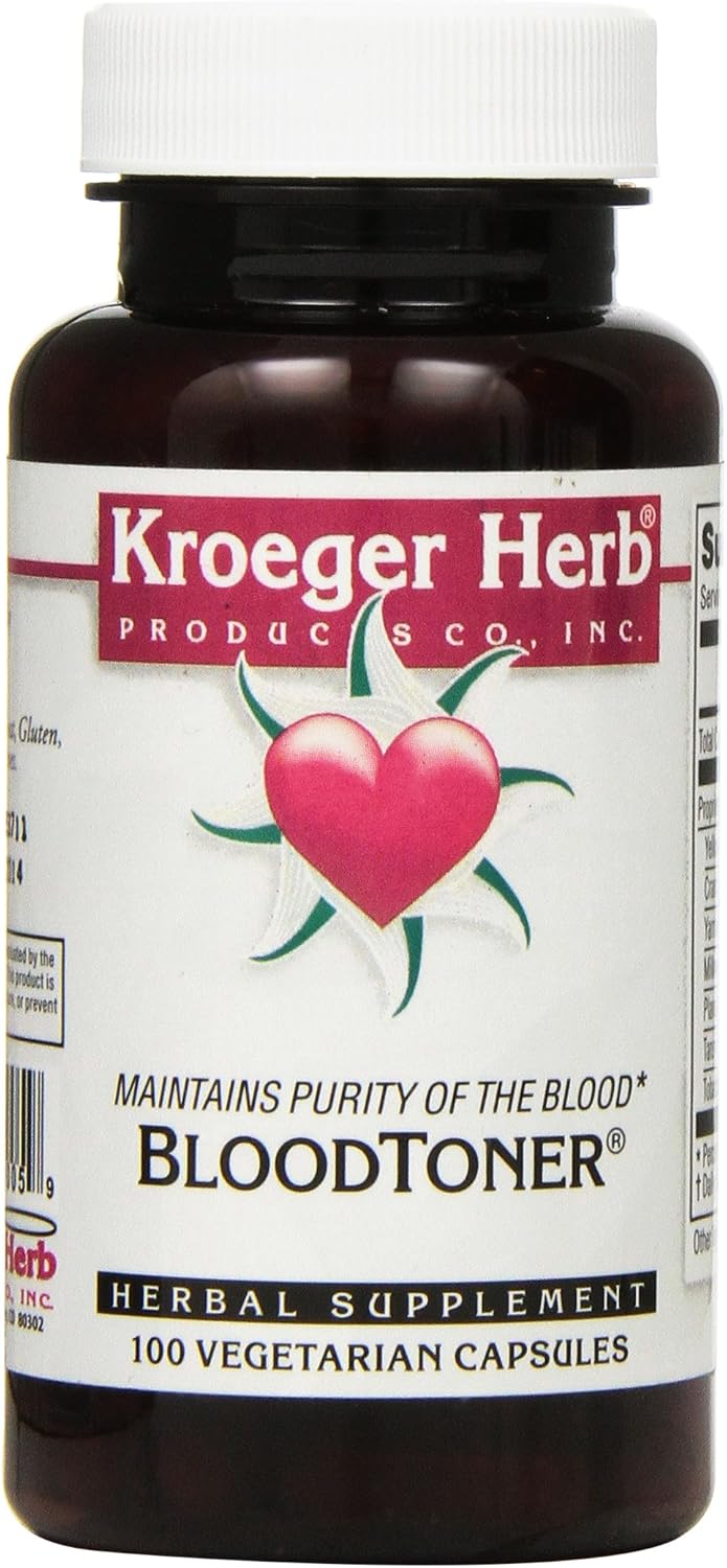 Kroeger Herb Blood Toner Capsules, Vegetarian, 100 Count