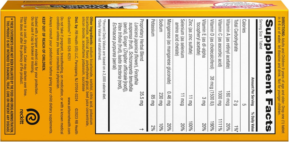 Airborne Very Berry Effervescent Tablets - Vitamin C 1000mg Immune Support Supplement (36 Count) - görsel 8