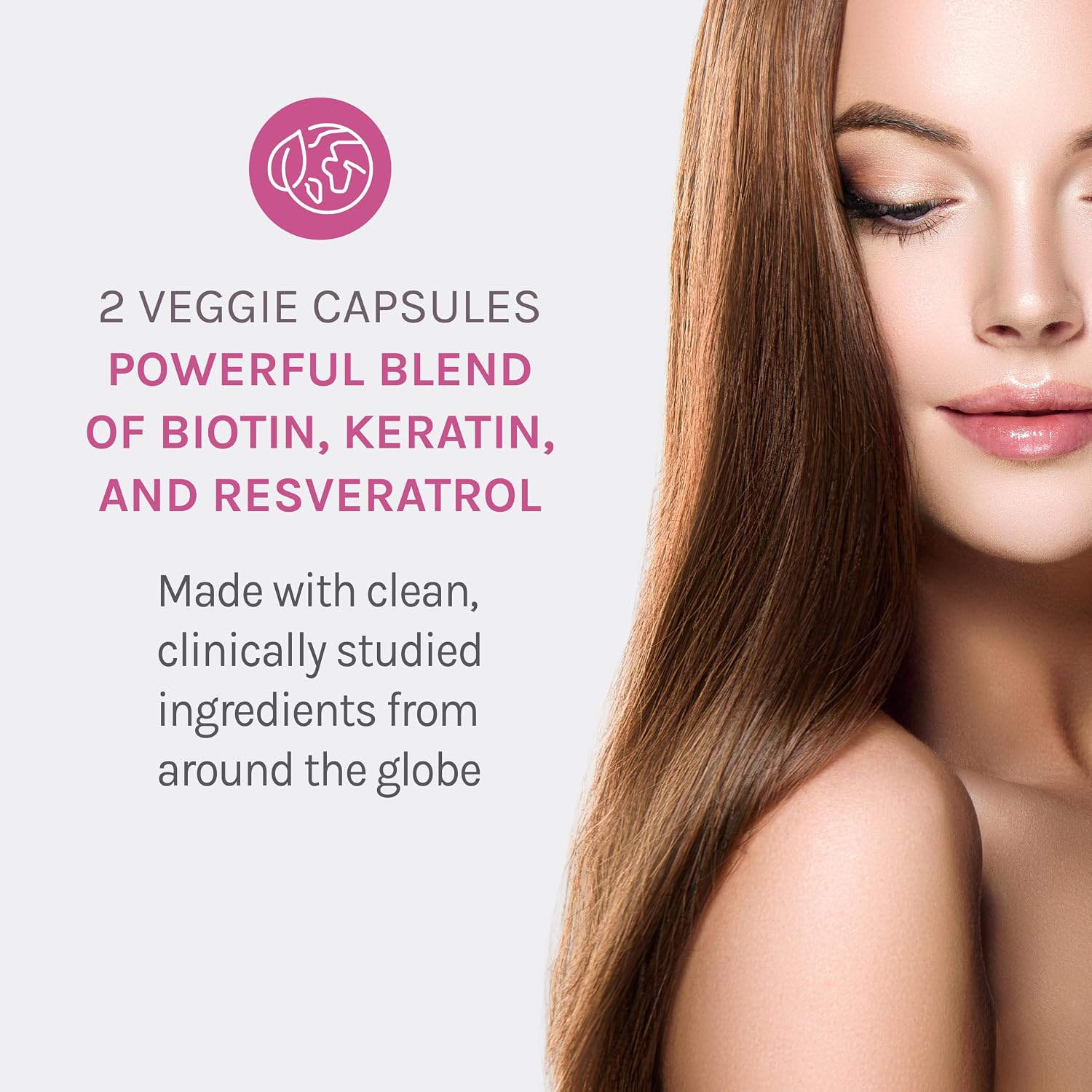 Reserveage Beauty Keratin Hair Booster with Biotin & Resveratrol - Hair & Nail Supplement - 60 Capsules