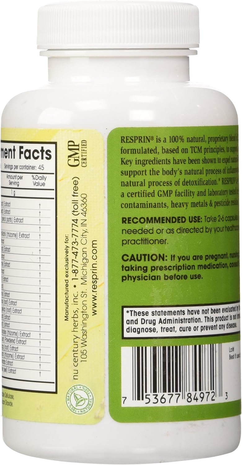 Respirin Traditional Herbal Blend for Natural Breathing Support, 500 mg, 90 Vegan Capsules