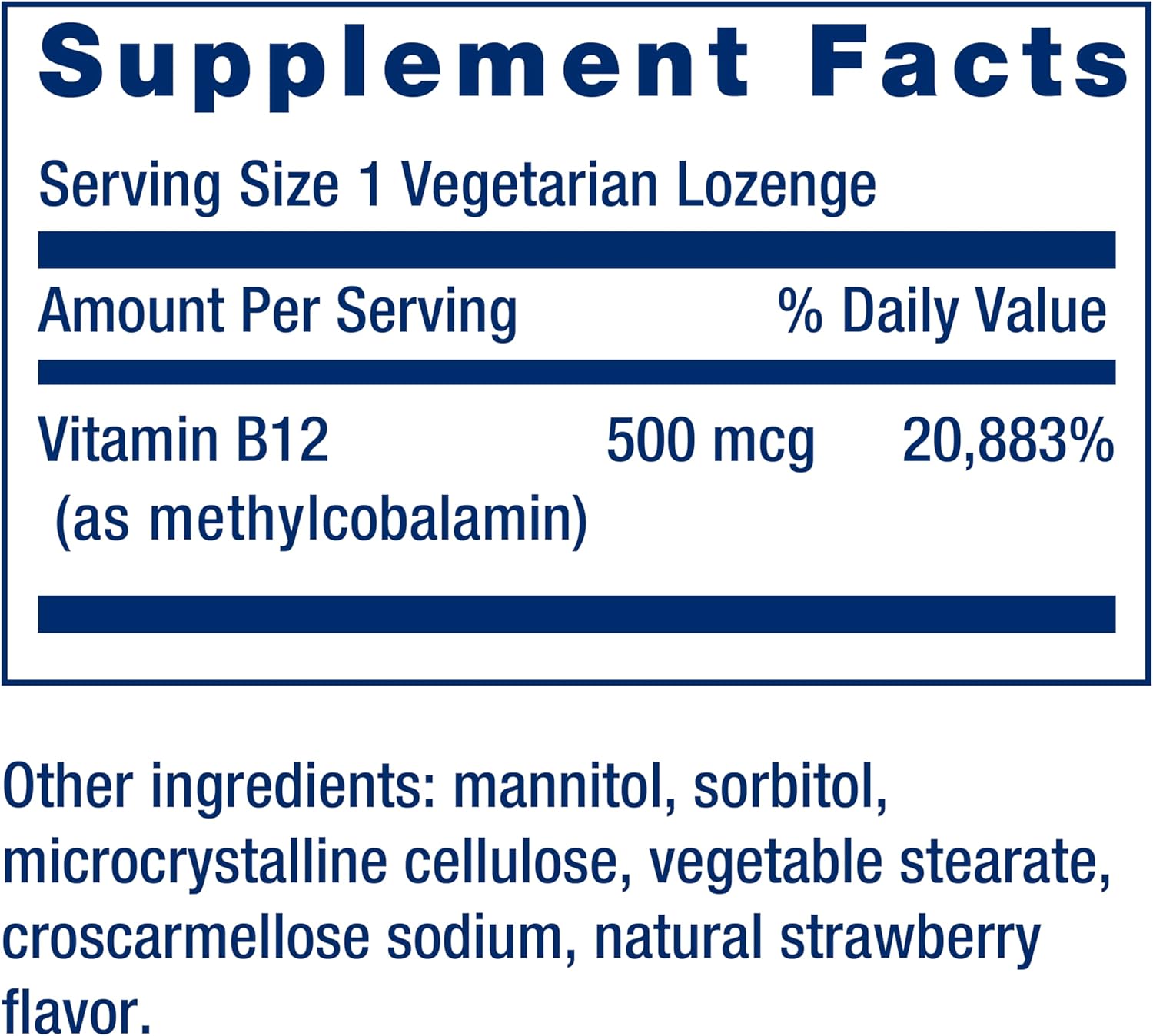 Life Extension Vitamin B12 Methylcobalamin 500mcg - Quick-Dissolving Lozenges for Energy & Brain Function - 100 Count