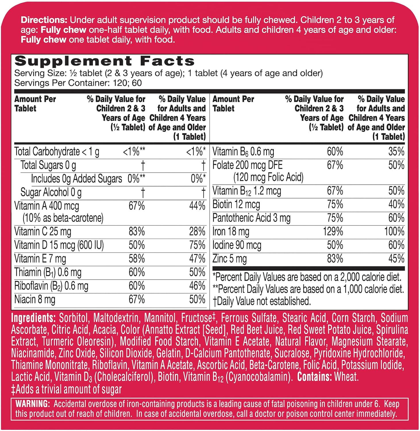 Flintstones Plus Iron Chewable Vitamins – 60ct