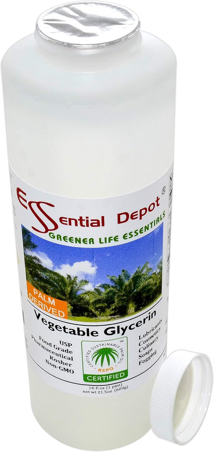 Vegetable Glycerin – 1 Pint (473 mL) – RSPO Sustainable Palm, Non-GMO, Kosher, USP Food Grade