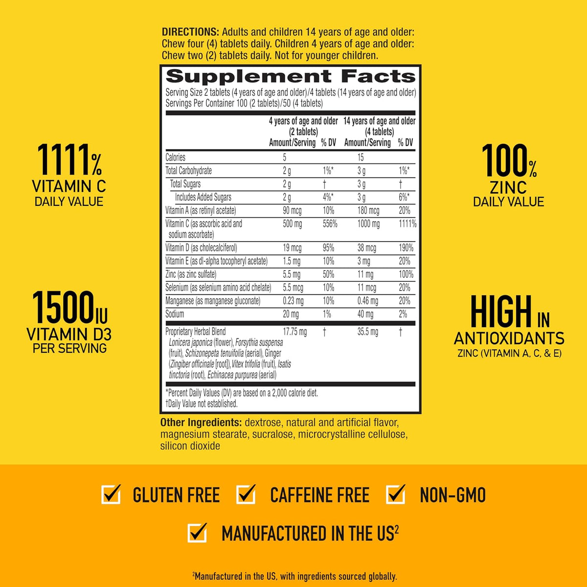 Airborne Vitamin C 1000mg (per Serving) Citrus Chewable Tablets, 32 Count - görsel 4