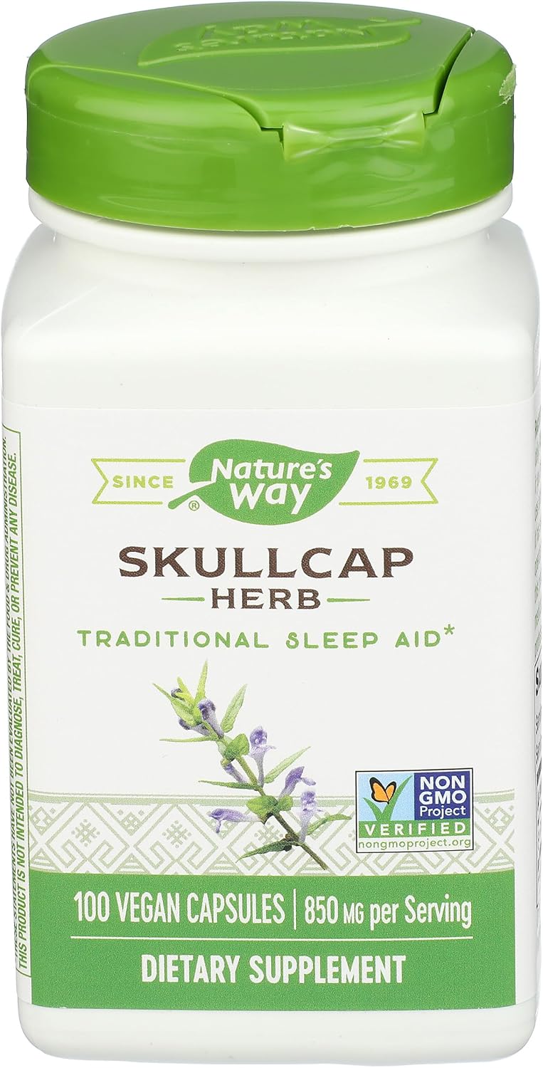 Nature's Way Skullcap Herb - 850 mg per Serving - Traditional Sleep Support - Vegan, Gluten-Free - 100 Capsules