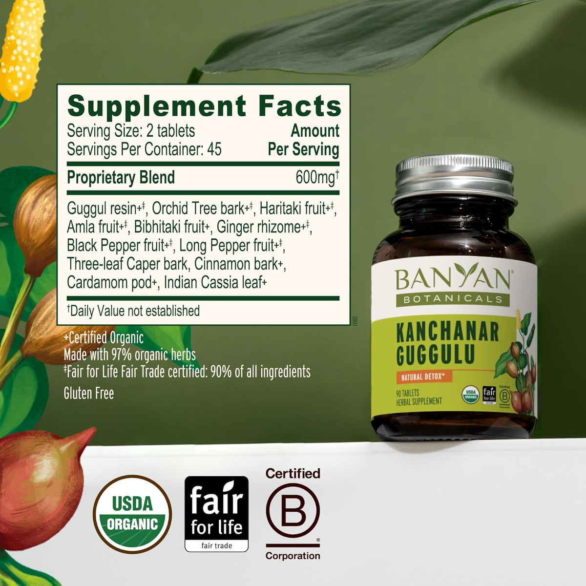 Banyan Botanicals Kanchanar Guggulu Tablets – Organic Lymph Support – 90 Tablets - görsel 5