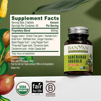 Banyan Botanicals Kanchanar Guggulu Tablets – Organic Lymph Support – 90 Tablets