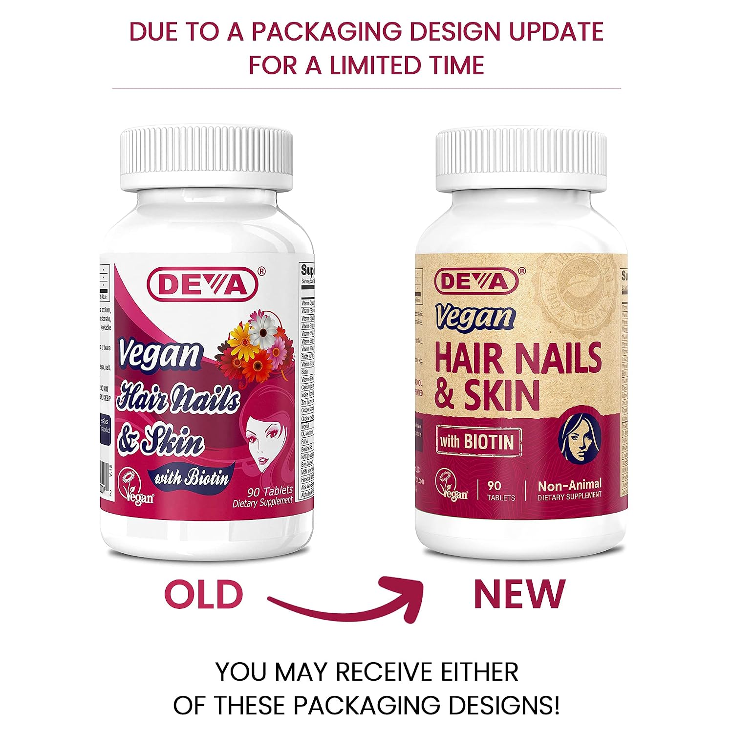 Deva Vegan Hair, Nails & Skin Supplement – 90 Tablets