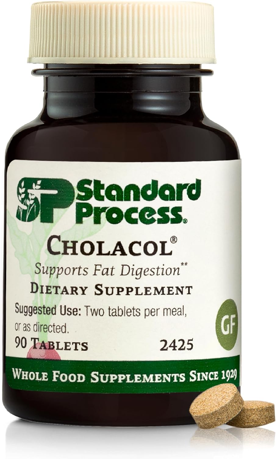 Standard Process Cholacol - Gallbladder Support Supplement - Fat Digestion & Bile Support - Gluten-Free, Dairy-Free, Soy-Free - 90 Tablets