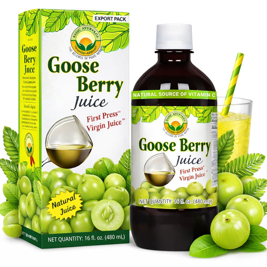 Basic Ayurveda Amla (Gooseberry) Juice | 480 ml | Rich in Natural Vitamin C for Immunity, Skin Glow & Hair Health | Herbal Detox & Daily Ayurvedic Wellness Drink | No Added Sugar