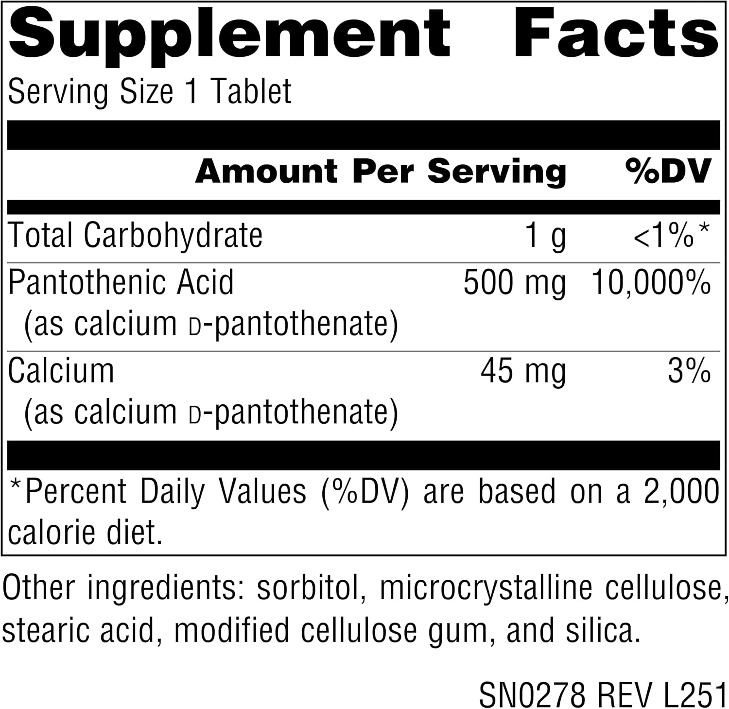 Source Naturals Pantothenic Acid 500 mg - Vitamin B-5 Supplement, 200 Vegetarian Tablets