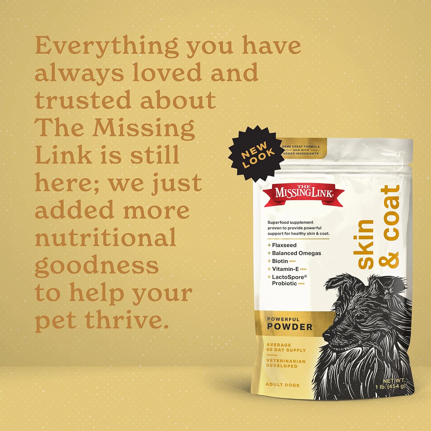 The Missing Link Skin & Coat + Probiotics Supplement for Dogs, 454 g