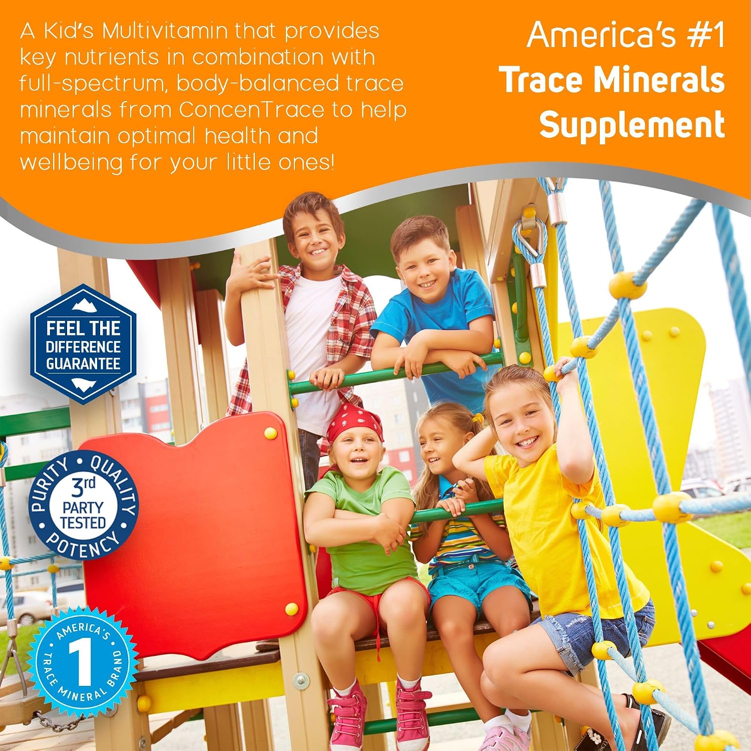 Trace Minerals Kid's Multi - Whole Body Health Liquid Supplement for Children - Immune & Bone Support - Citrus Punch, 240 mL