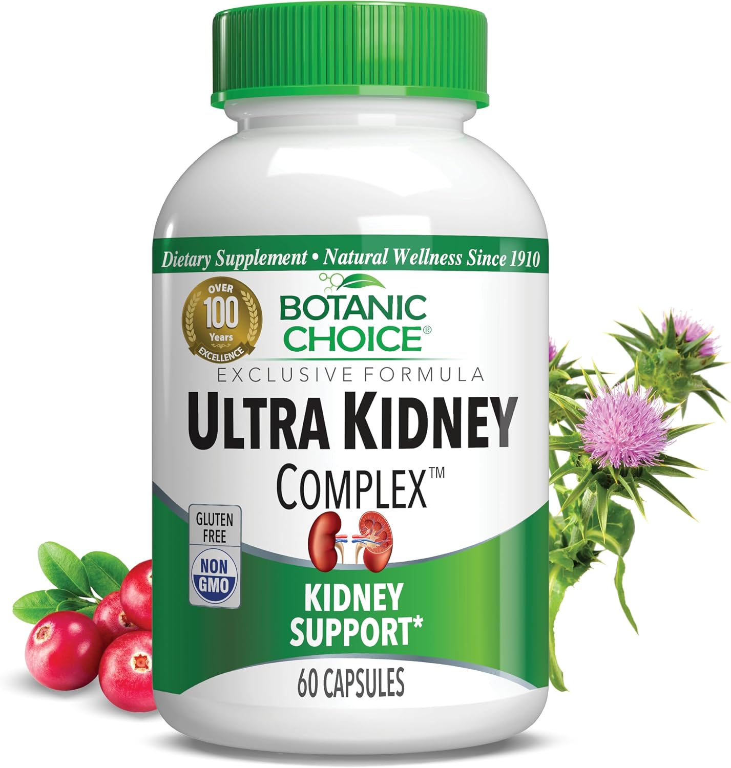 Botanic Choice Ultra Kidney Complex – Optimal Kidney Support with Milk Thistle, Green Tea & More – 60 Capsules