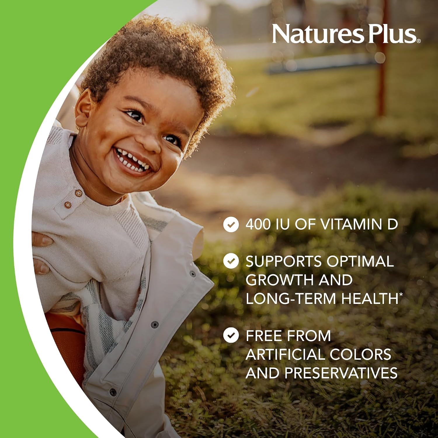 NaturesPlus Animal Parade Liquid Vitamin D3 Drops for Children – 400 IU, Orange Flavour, 10 mL – 365 Servings