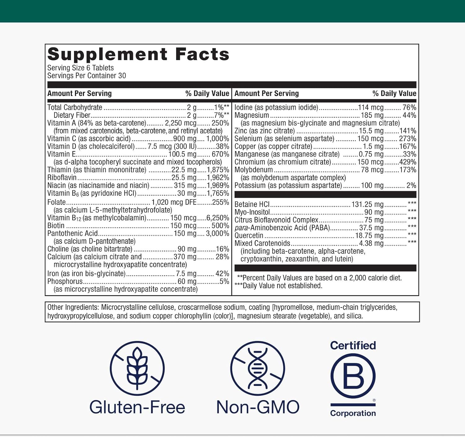 Metagenics Multigenics Intensive Care Multivitamin with Iron – High-Absorption Formula – 180 Tablets