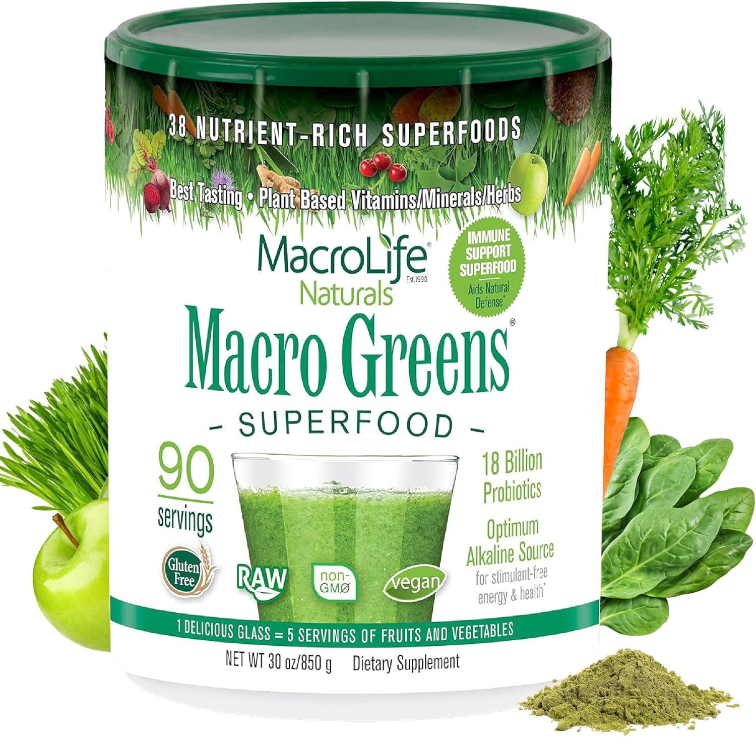 MacroLife Naturals Macro Greens Superfood Powder, 850 g