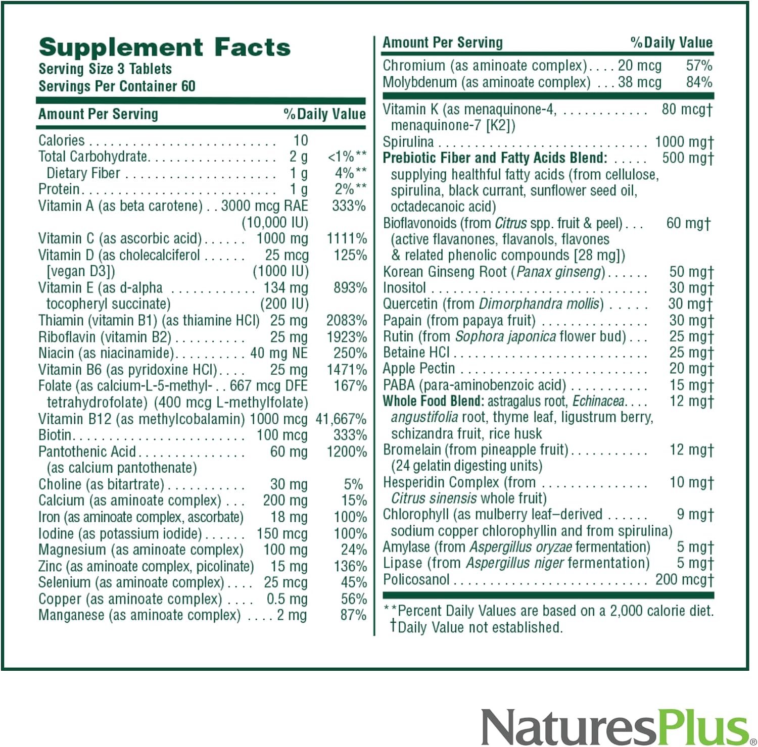 Nature's Plus Source of Life Multivitamin & Mineral Supplement – 180 Tablets