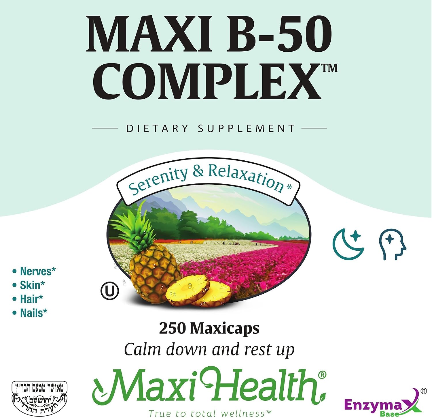 Maxi Health Stress Relief Vitamin B Complex - Vegan, Gluten & Soy Free, 250 Capsules