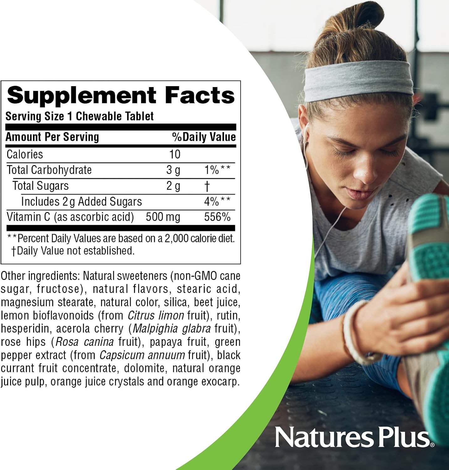 NaturesPlus Orange Juice Chewable Vitamin C, 500 mg, 180 Tablets