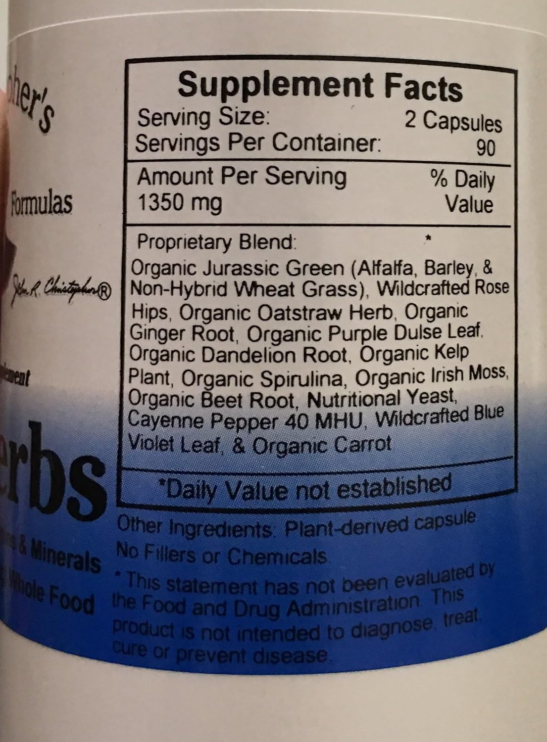 Christopher's Original Formulas Vitalerbs, Nutrient-Rich Herbal Supplement, 180 Vegetarian Capsules