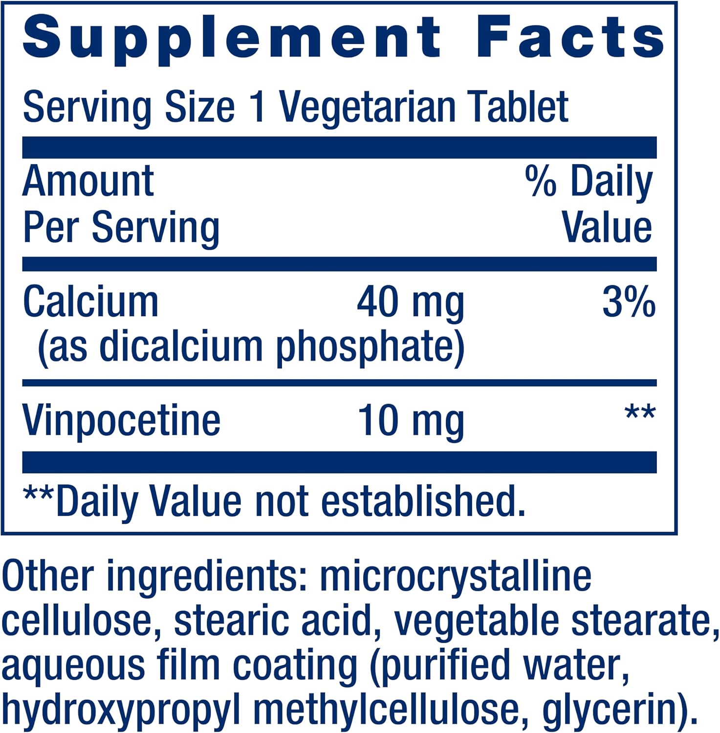 Life Extension Vinpocetine – Brain Health Supplement for Memory and Concentration – 100 Tablets
