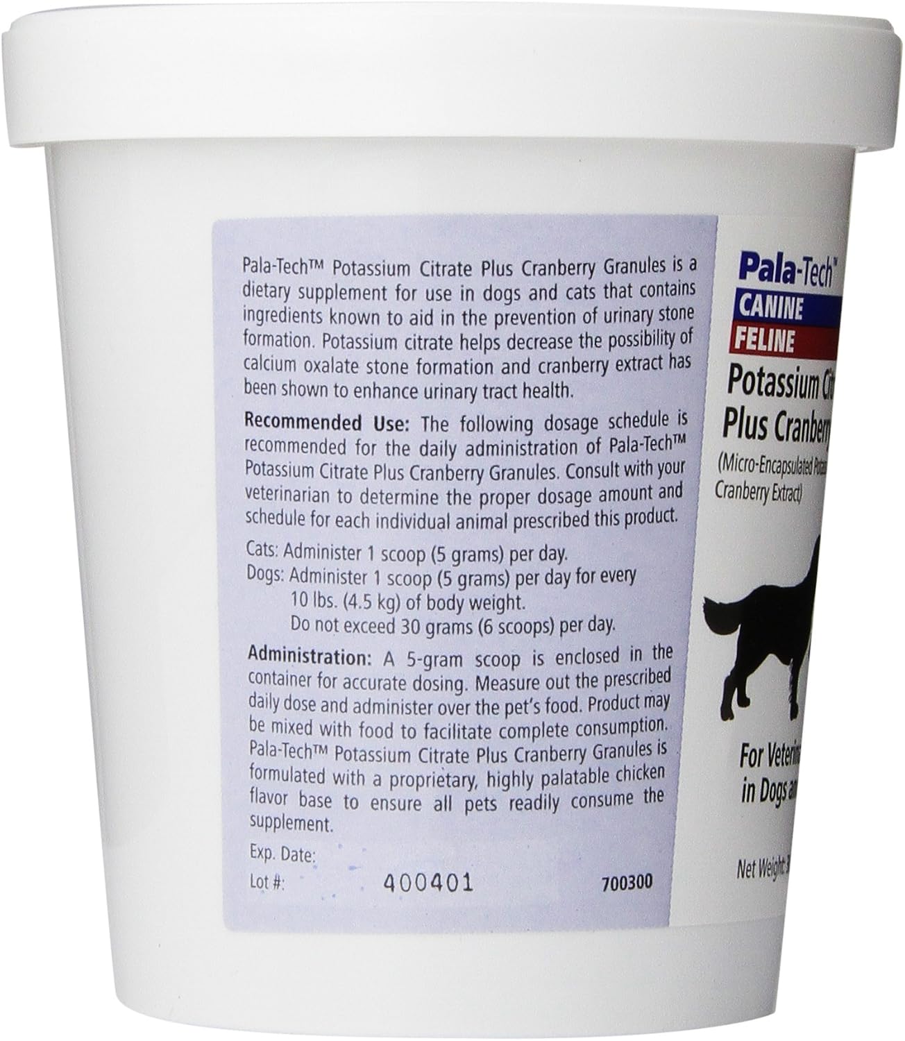 Pala-Tech Potassium Citrate Plus Cranberry Granules 300 g - for Cats & Dogs Urinary Support - Bladder Stone Prevention (Made in USA)