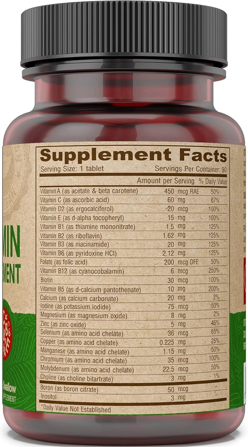 Deva Vegan Multivitamin and Mineral Supplement Iron-Free - High-Potency with Vitamins A, C, D, E, B Complex - 90 Tiny Tablets (4-Pack)