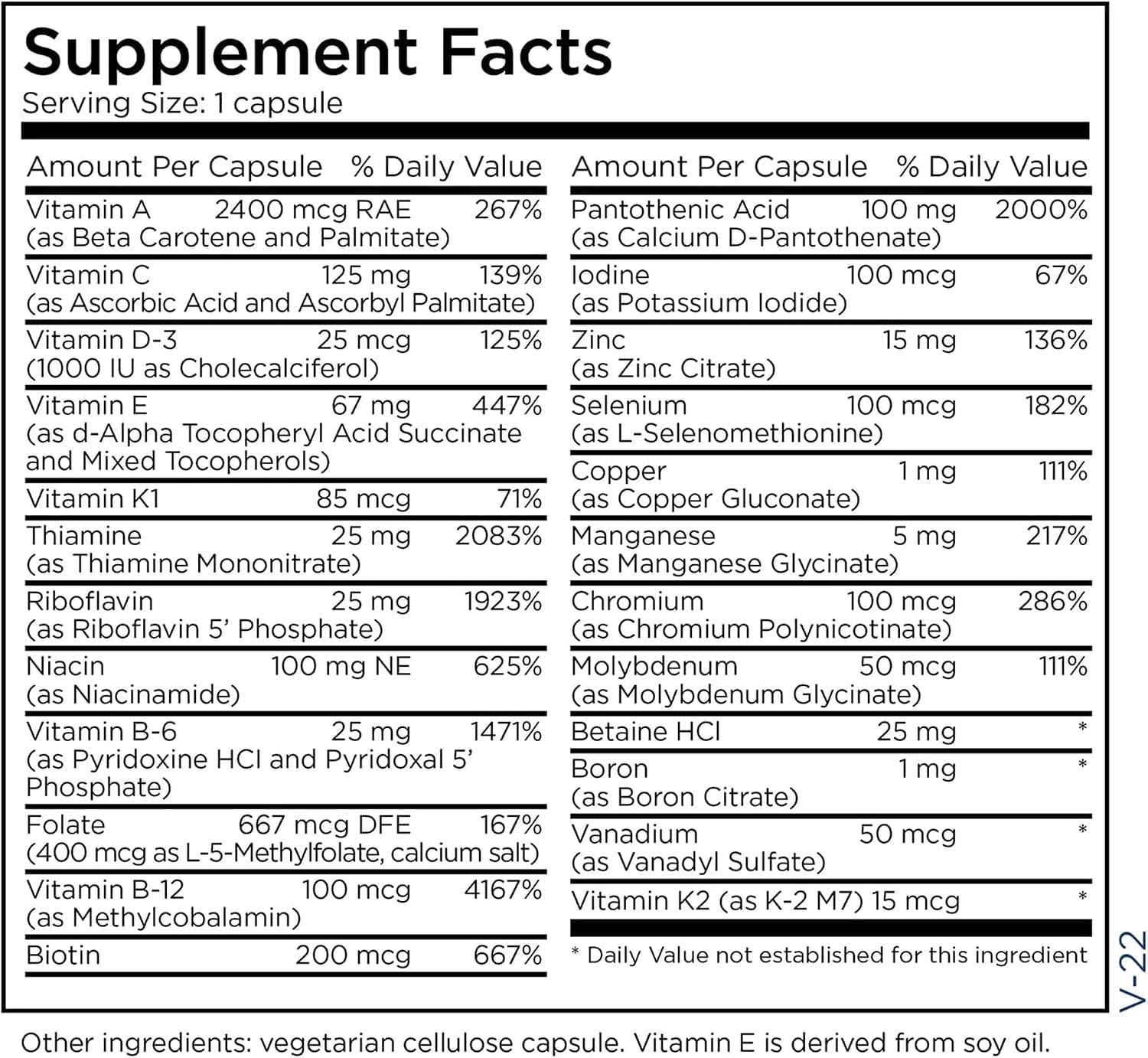Metabolic Maintenance The Big One - Once-Daily Iron-Free Multivitamin and Mineral Supplement