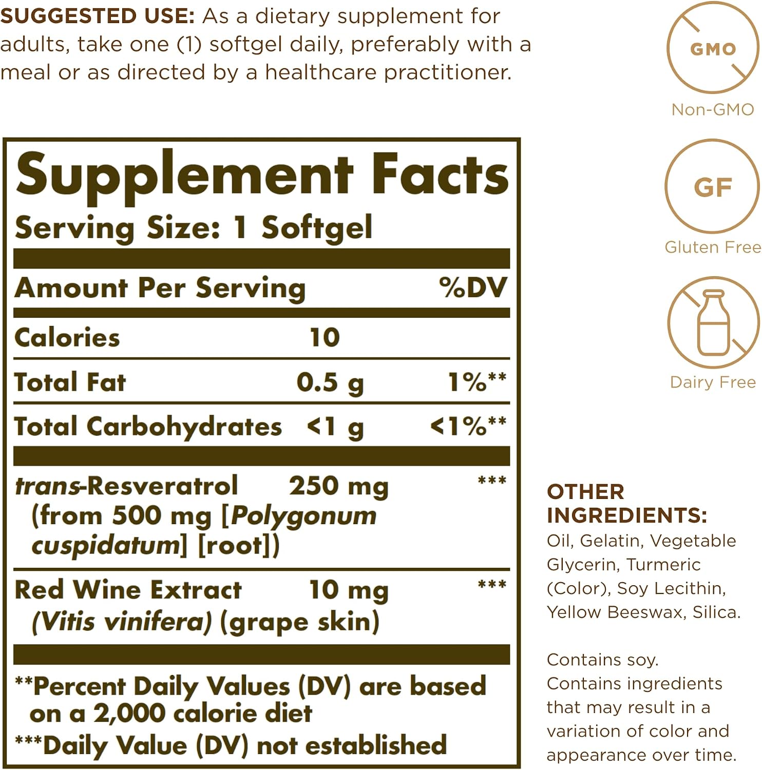 Solgar Resveratrol 250 mg, 60 Softgels
