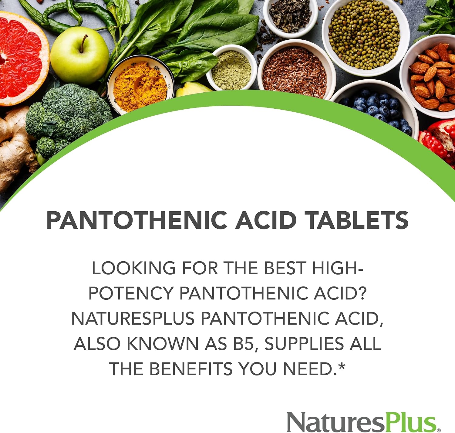 Nature's Plus Pantothenic Acid, Sustained Release – 1000 mg, 60 Tablets