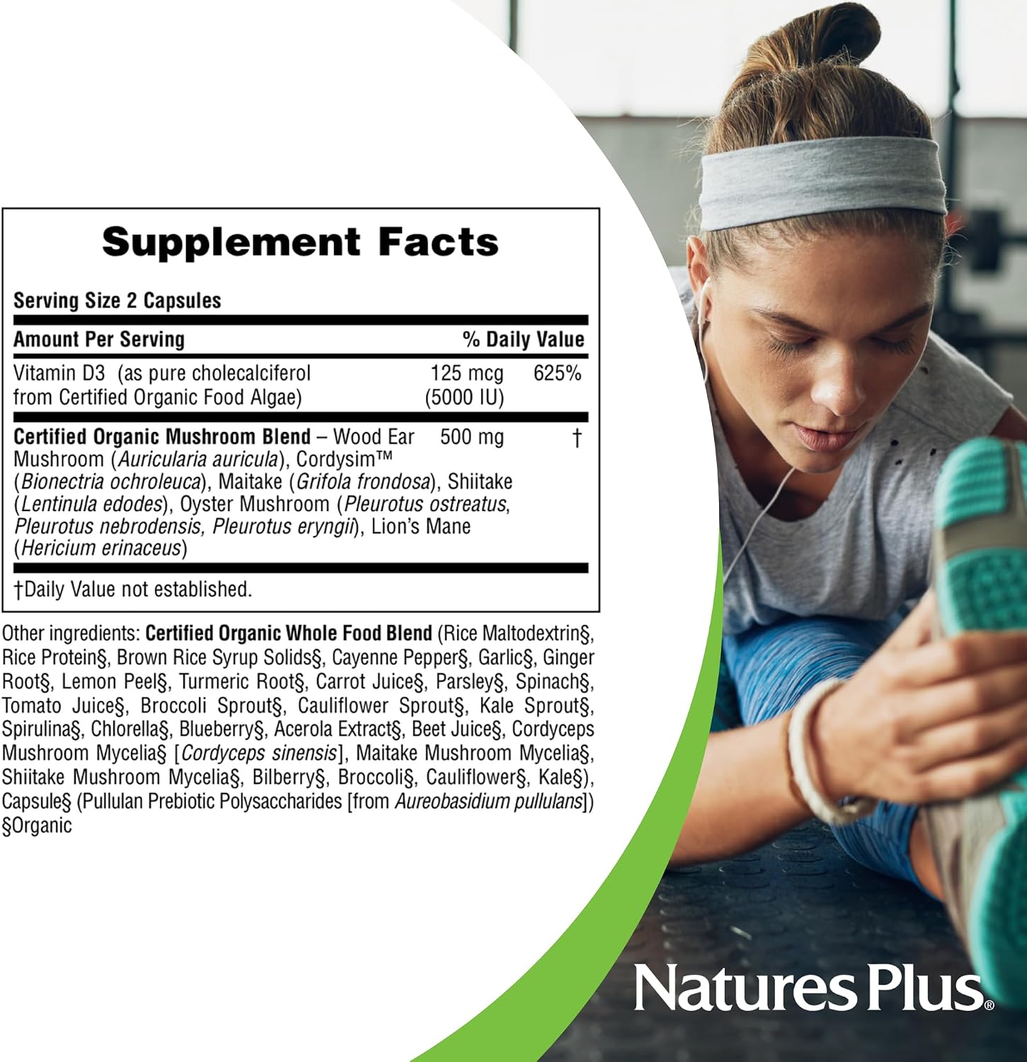 NaturesPlus Source of Life Garden Vitamin D3 - 5000 IU (125 mcg), 60 Vegan Capsules