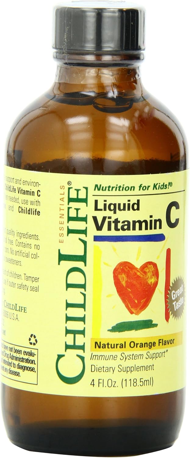 Child Life Liquid Vitamin C, Orange Flavour, Glass Bottle, 4-Ounce (Pack of 2)
