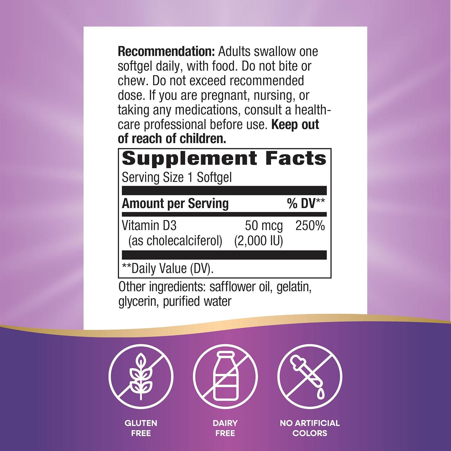 Nature's Way Vitamin D3, 2000 IU (50 mcg), 120 Softgels