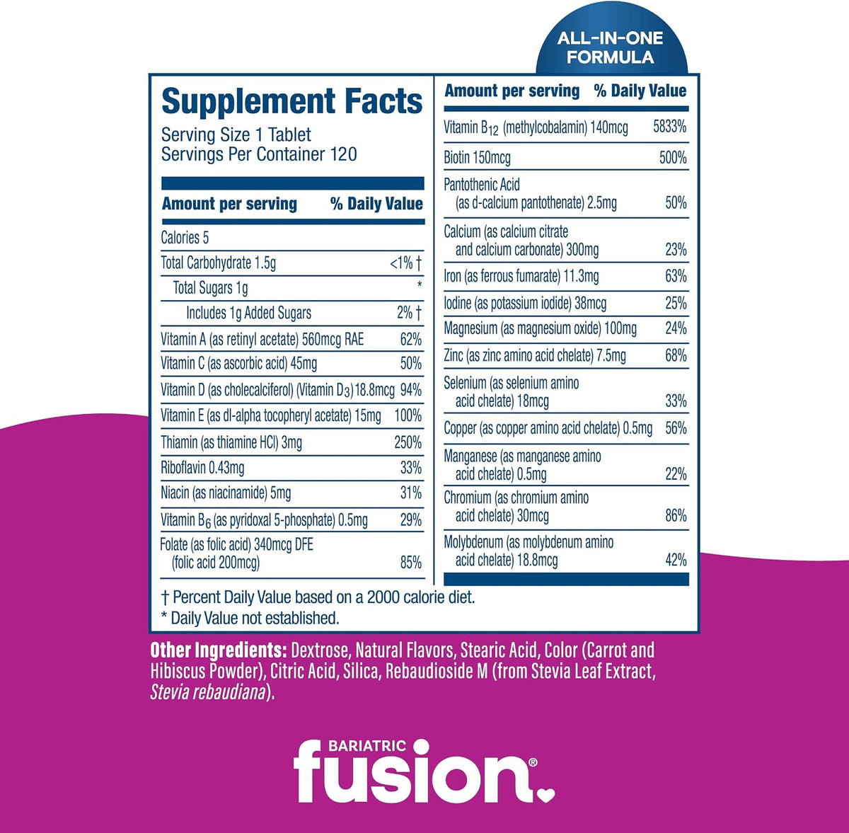 Bariatric Fusion Complete Chewable Multivitamin with Iron - Mixed Berry - 120 Tablets (1 Month Supply) - görsel 4