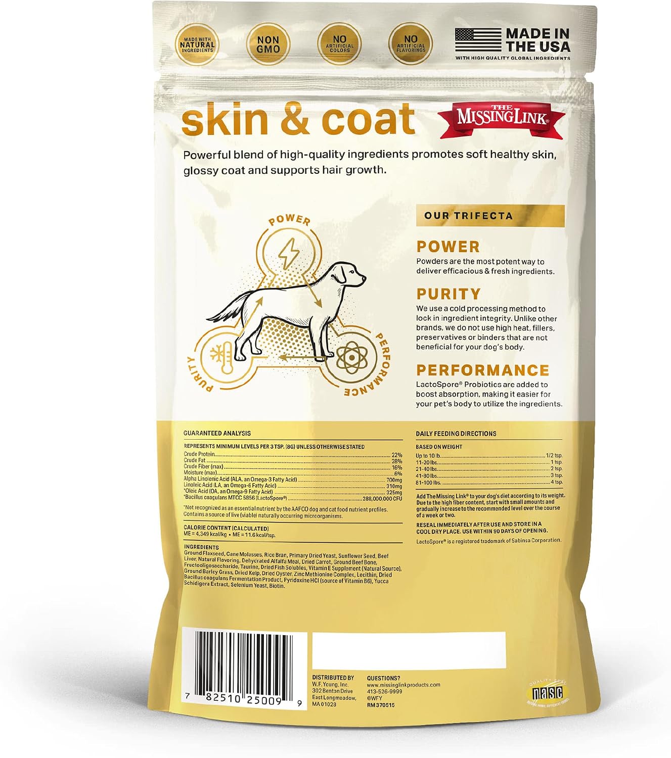 The Missing Link Skin & Coat + Probiotics Supplement for Dogs, 454 g