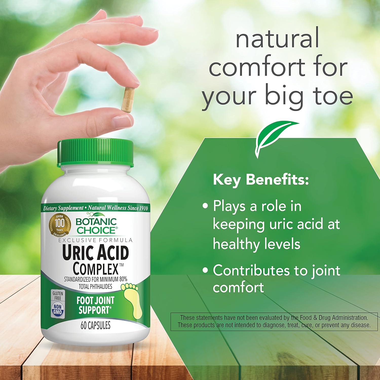 Botanic Choice Uric Acid Complex - Celery Seed and Bromelain Supplement, 60 Capsules