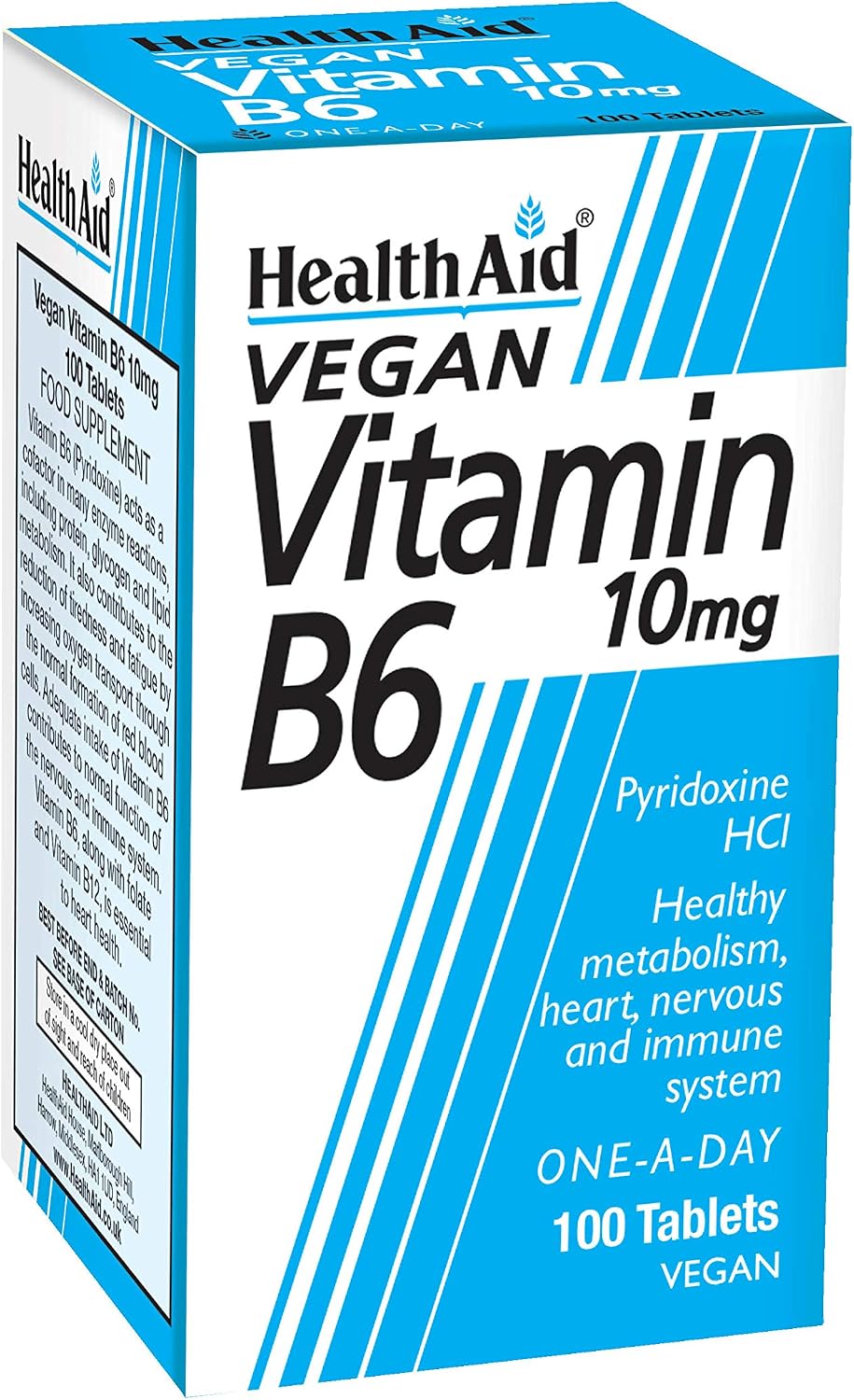 HealthAid Vitamin B6 (Pyridoxine HCl) 10 mg - 100 Tablets