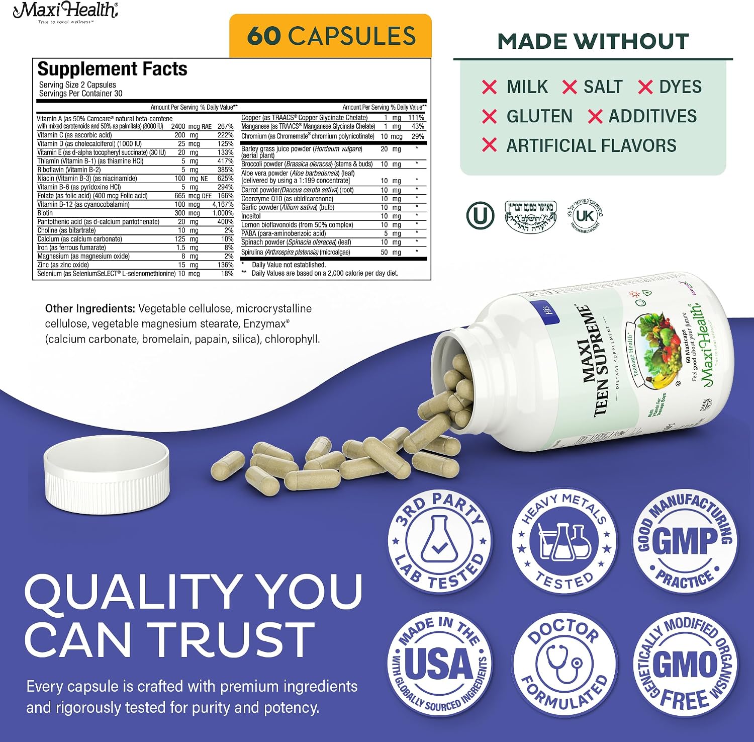 Teen Multivitamin Supreme for Boys 12-17 – 60 Count