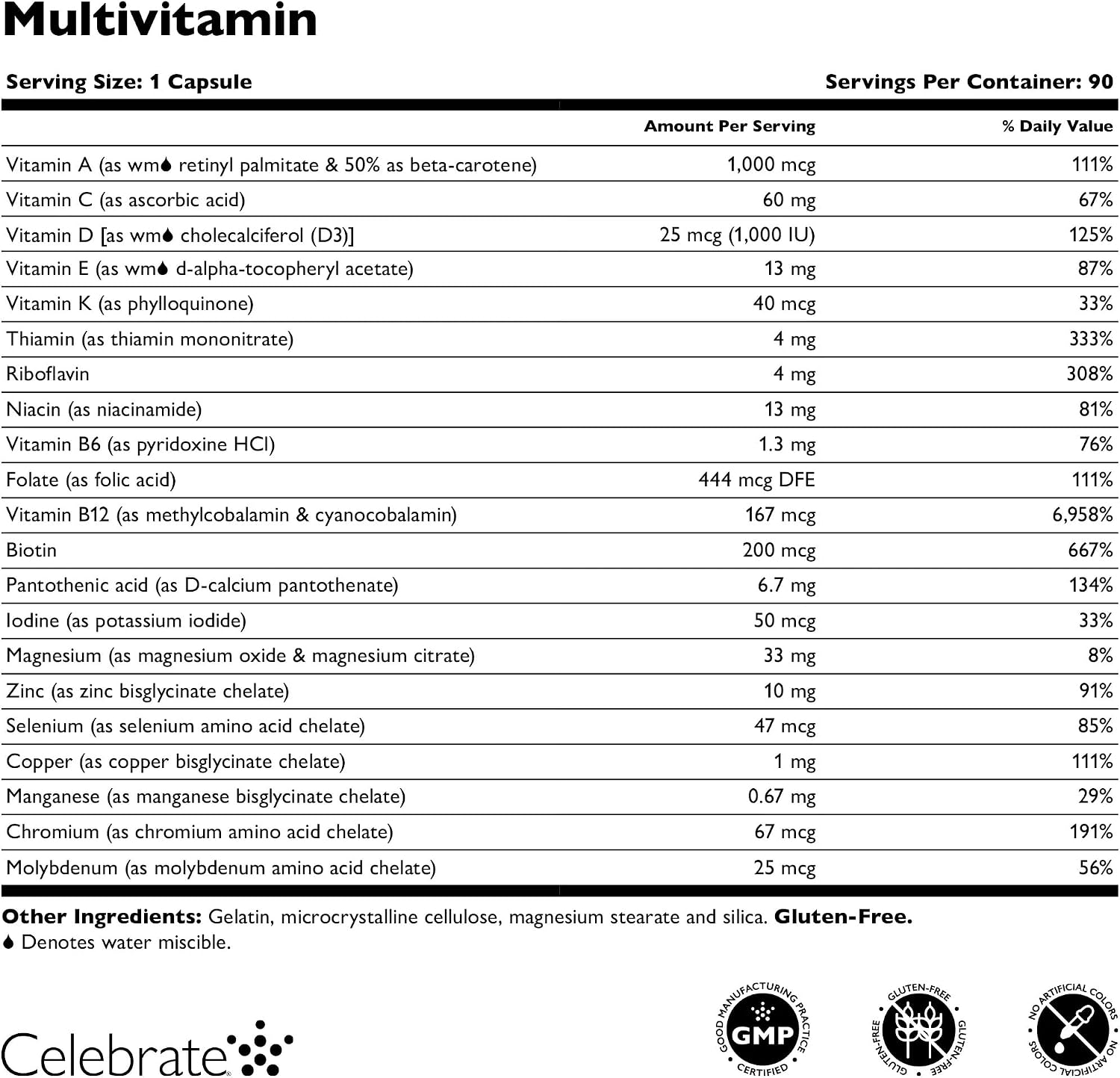 Celebrate Vitamins Bariatric Multivitamin, Iron-Free - Post Gastric Bypass and Sleeve Gastrectomy Supplement for Men and Women (90 Capsules)