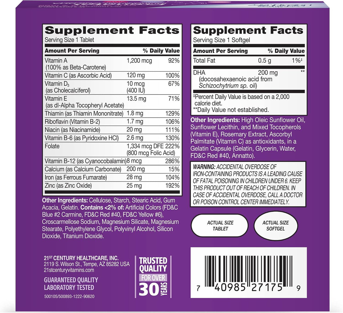 21st Century Prenatal with DHA - 120 Count (Tablets & Softgels) - görsel 3