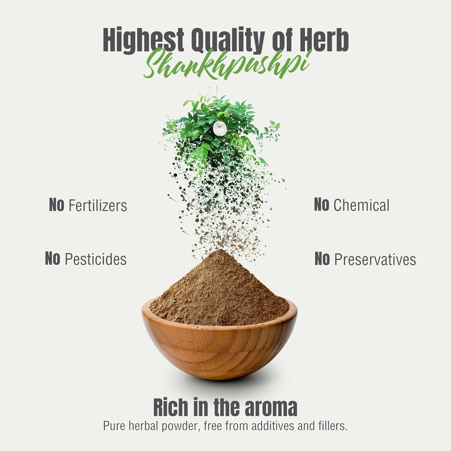 HerbsForever Shankhpushpi (Convolvulus Pluricaulis) Whole Plant Powder - 454 g (16 oz)