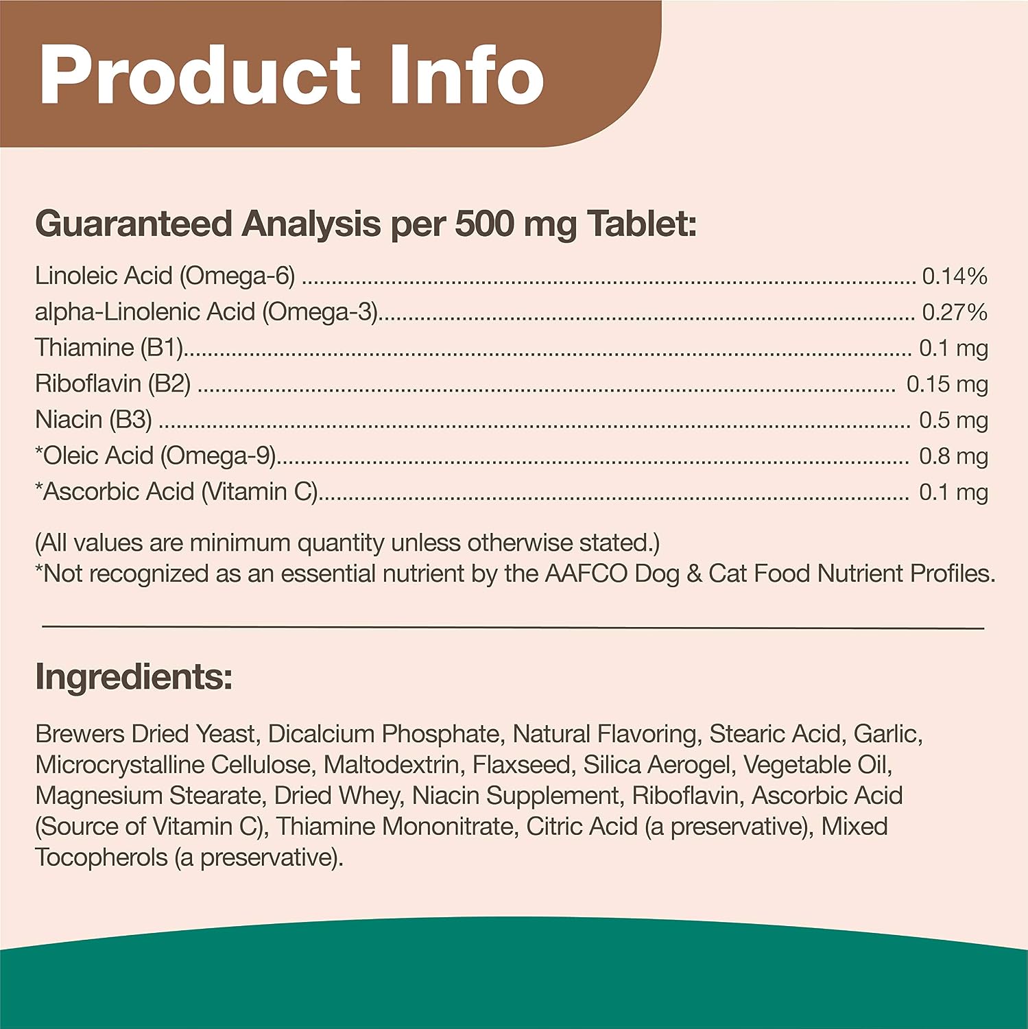 NaturVet Brewer's Dried Yeast Formula with Garlic Flavouring for Dogs & Cats, 5000 Chewable Tablets