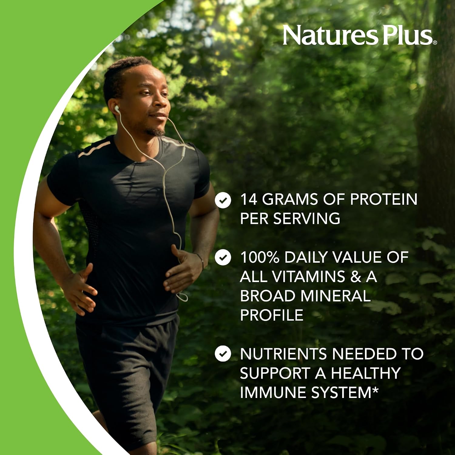 Nature's Plus SPIRU-TEIN, Exotic Red Fruit - Plant-Based Protein Powder - 500 g (14 Servings)