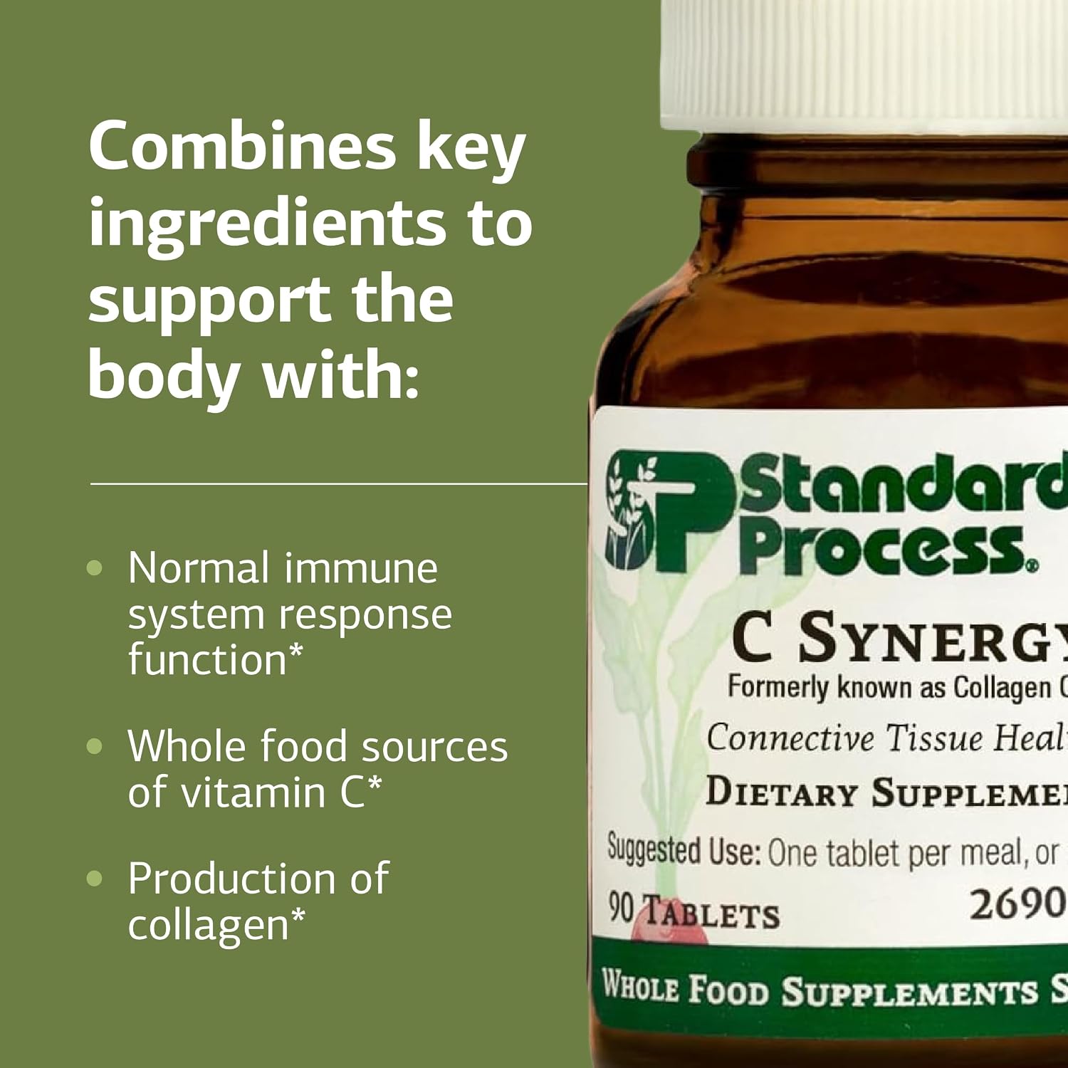Standard Process C Synergy - Whole Food Vitamin C for Immune & Connective Tissue Support - 90 Tablets