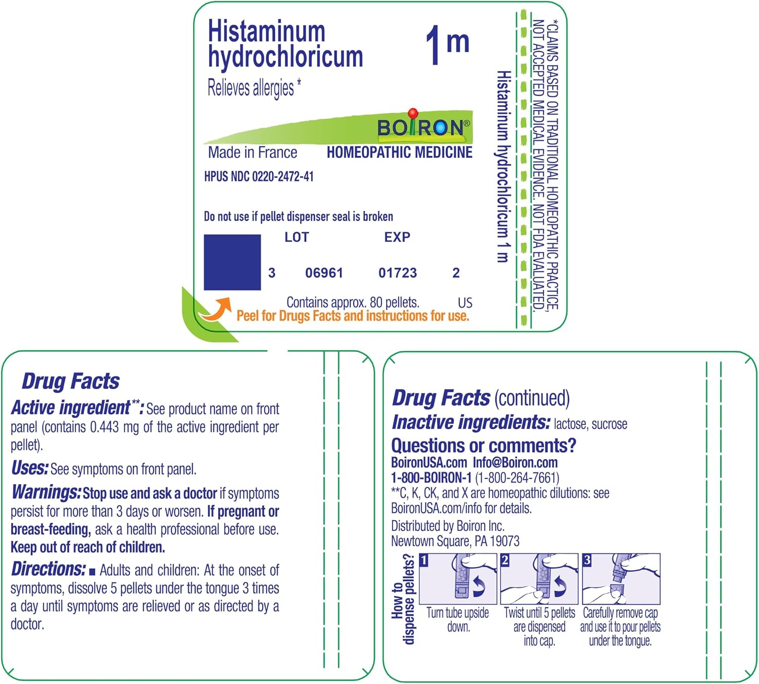 Boiron Histaminum Hydrochloricum 1M Homeopathic Medicine for Allergies – 80 Pellets