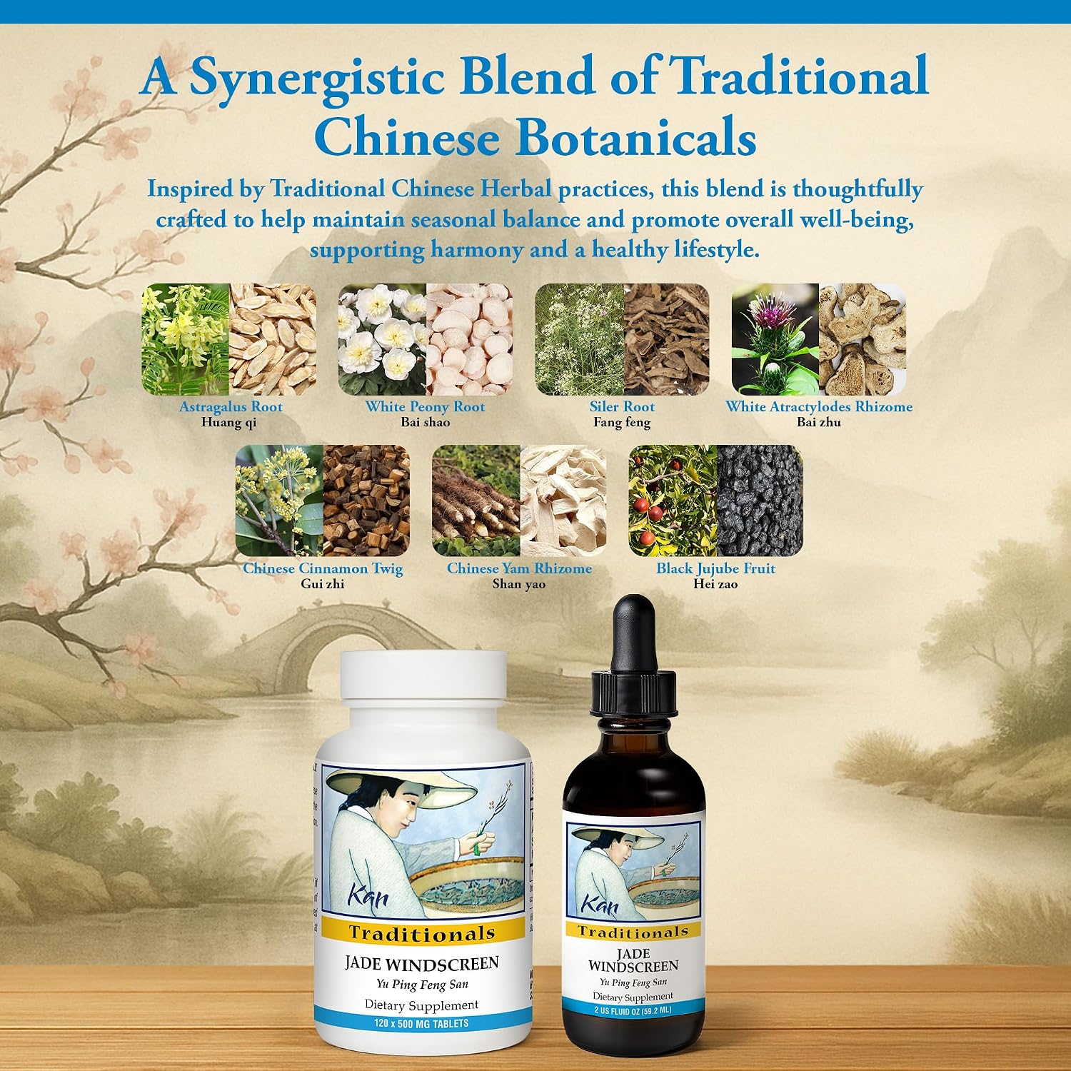 Kan Herbs Company Jade Windscreen – Traditional Chinese Herbal Formula for Seasonal Balance and Overall Wellness, Liquid Extract, 60 ml