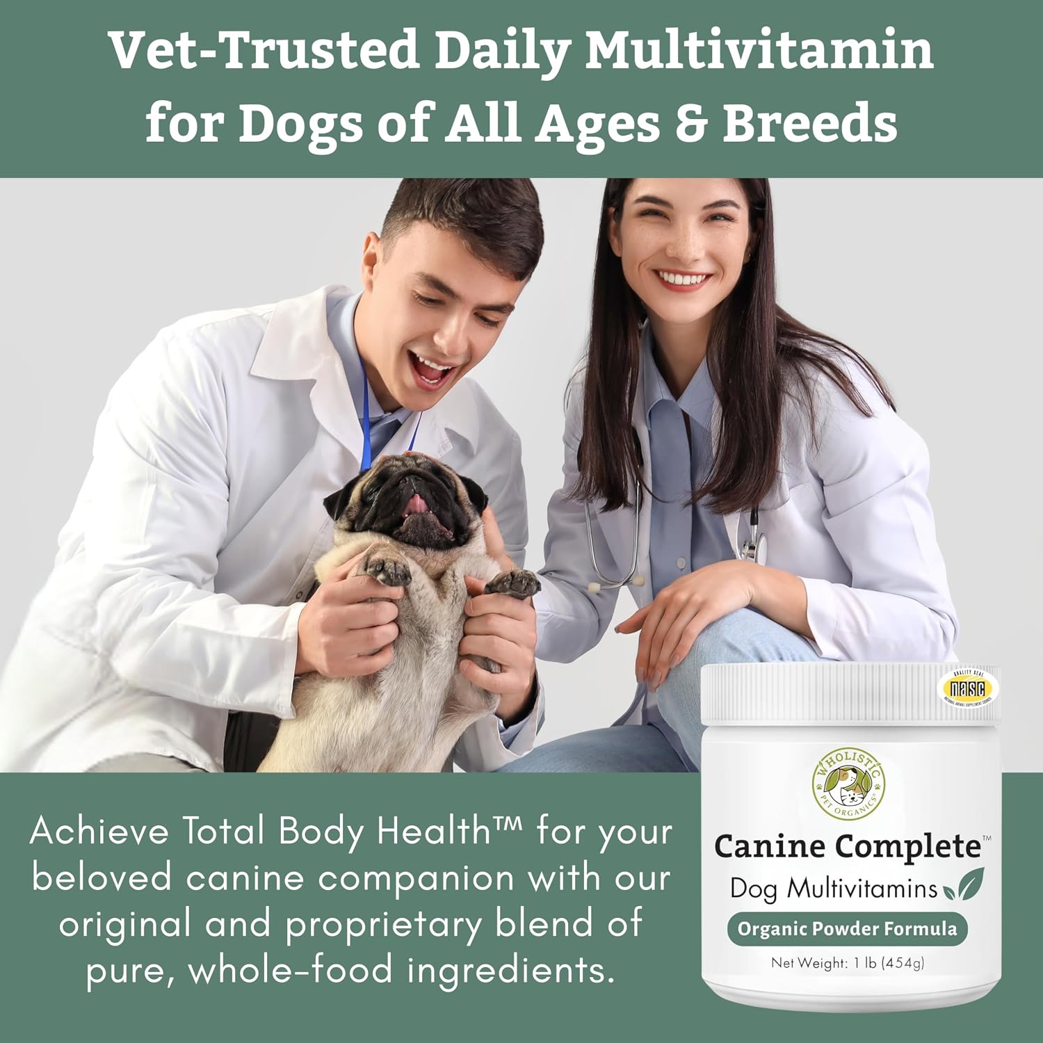 Wholistic Pet Organics Canine Complete - Dog Multivitamin Powder, 454 g