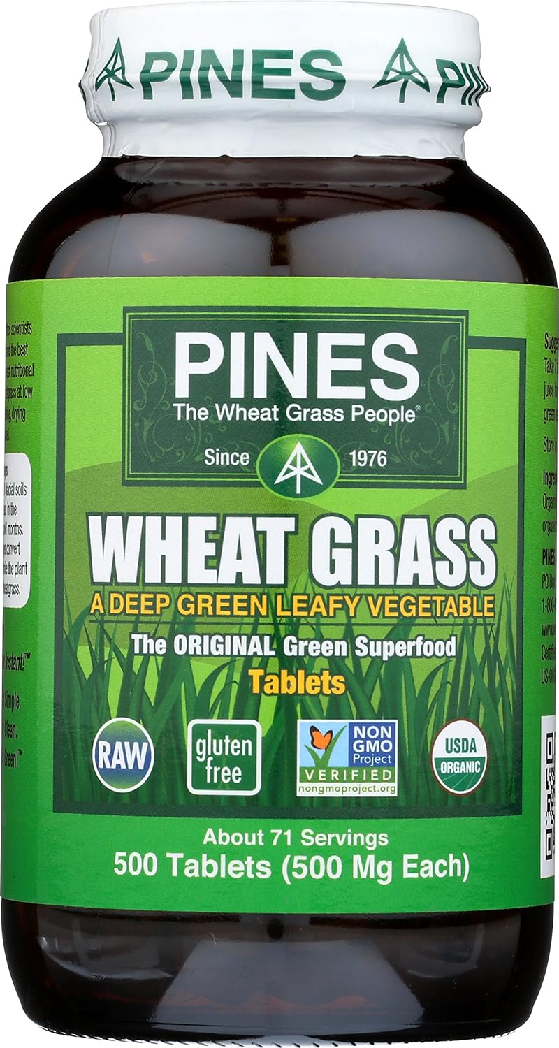 PINES Organic Wheat Grass Tablets - 250 Count